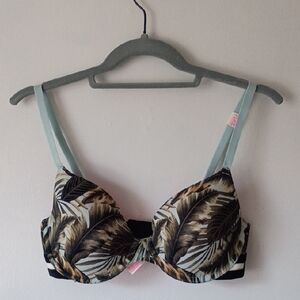PINK Victoria's Secret Leaf Print Bra in Black and Tan